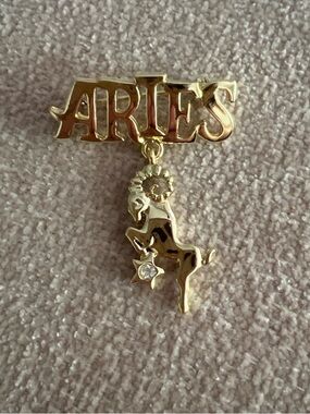 Aries Zodiac Gold-Tone Pendant Charm
